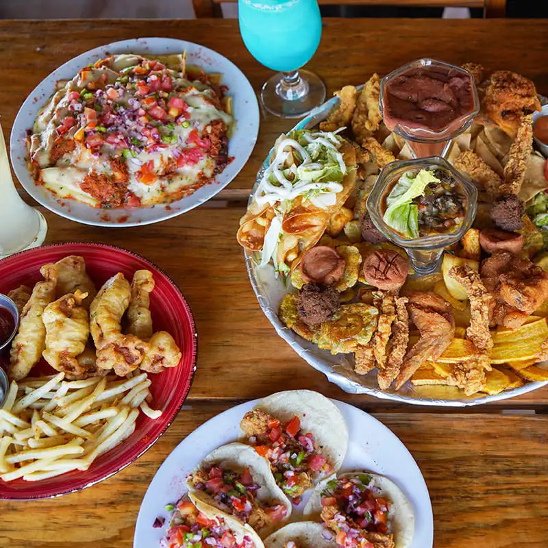 Fresh local food and cold drinks